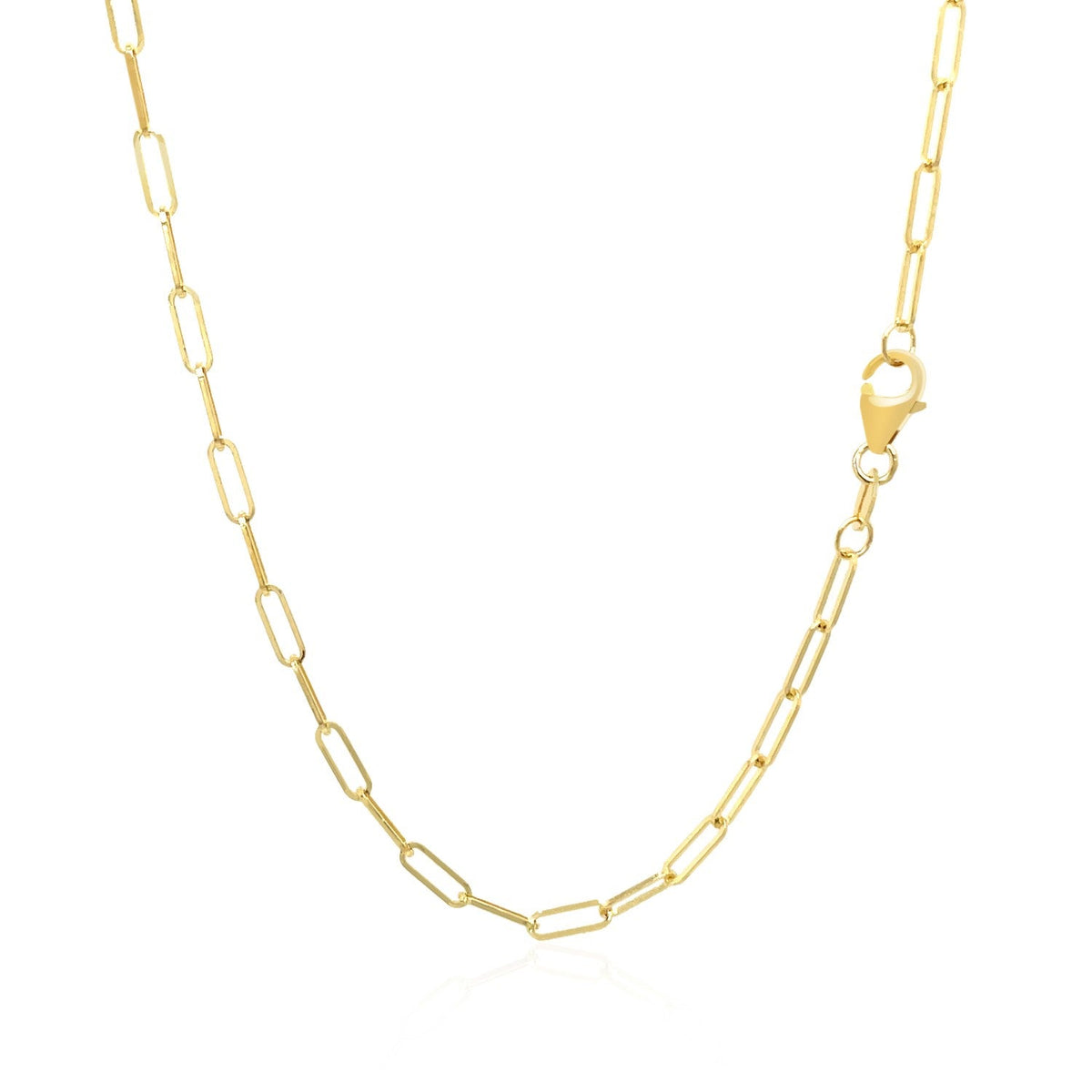 14K Yellow Gold Delicate Paperclip Chain (2.1 mm) - LinkagejewelrydesignLinkagejewelrydesign