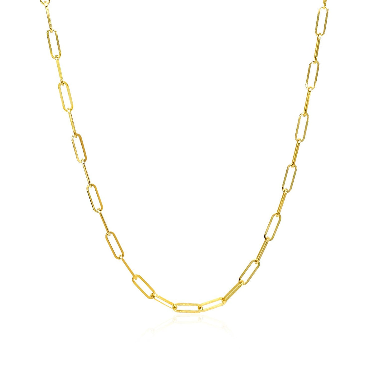 14K Yellow Gold Delicate Paperclip Chain (2.1 mm) - LinkagejewelrydesignLinkagejewelrydesign