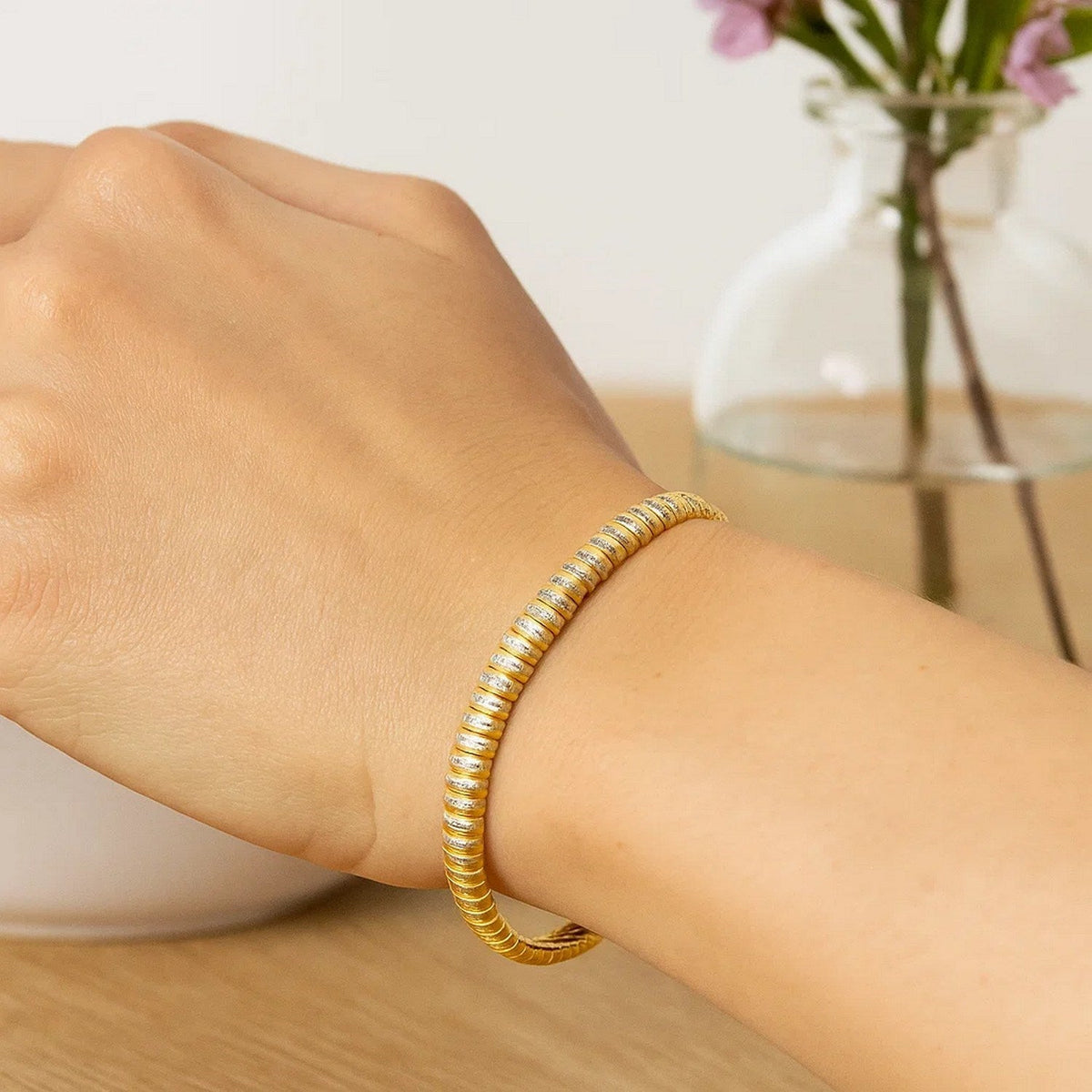 14k Yellow Gold Diamante Flex Bracelet (5.80 mm) - LinkagejewelrydesignLinkagejewelrydesign