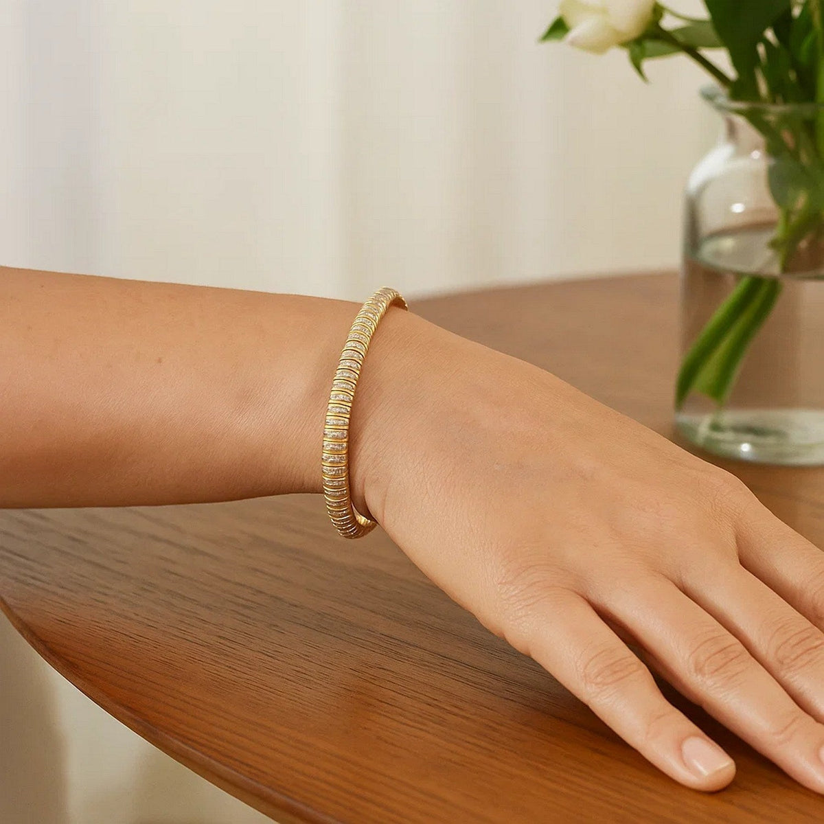 14k Yellow Gold Diamante Flex Bracelet (5.80 mm) - LinkagejewelrydesignLinkagejewelrydesign