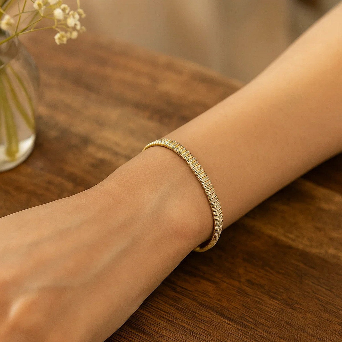 14k Yellow Gold Diamante Flex Bracelet (5.80 mm) - LinkagejewelrydesignLinkagejewelrydesign