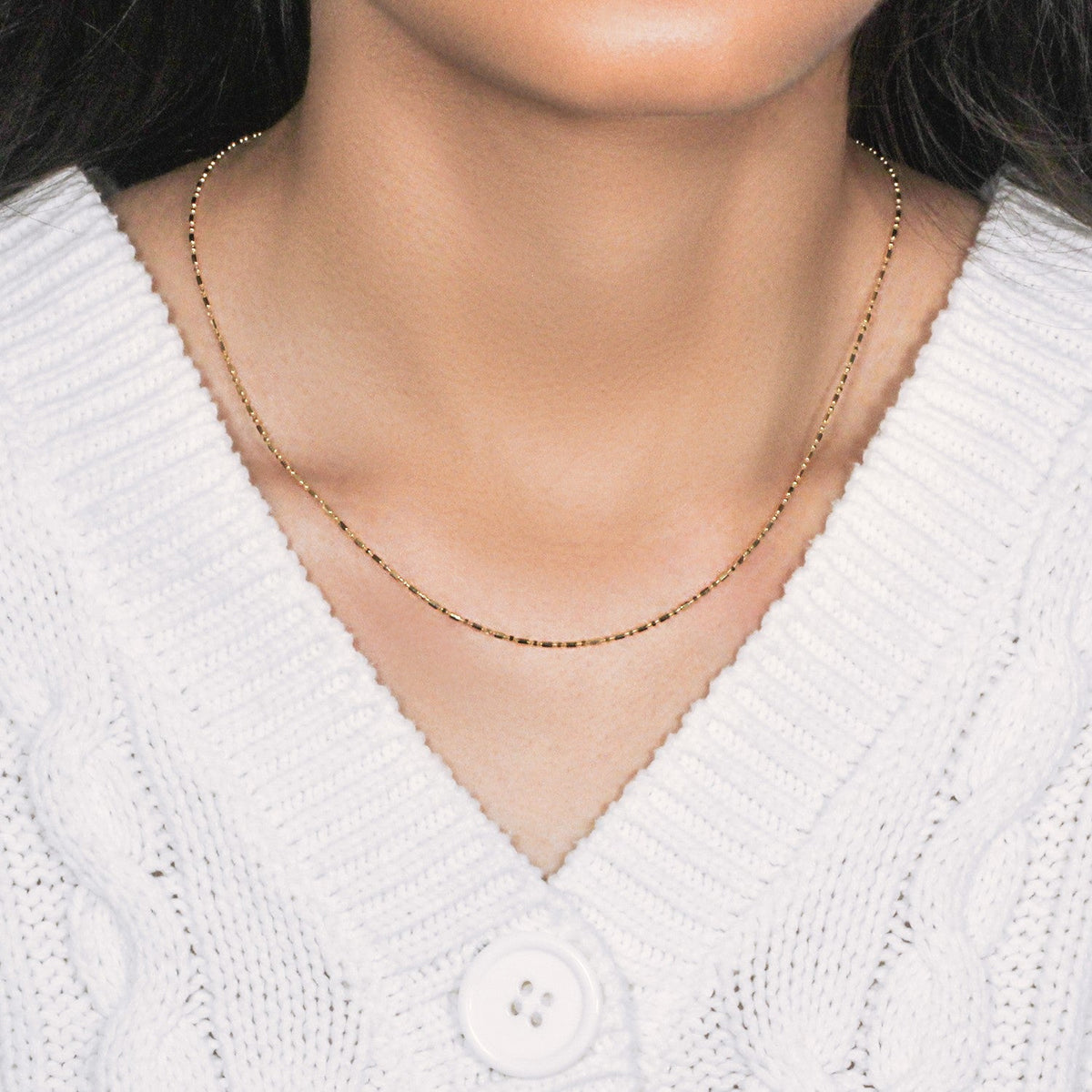 14k Yellow Gold Diamond - Cut Alternating Bead Chain 1.2mm - LinkagejewelrydesignLinkagejewelrydesign