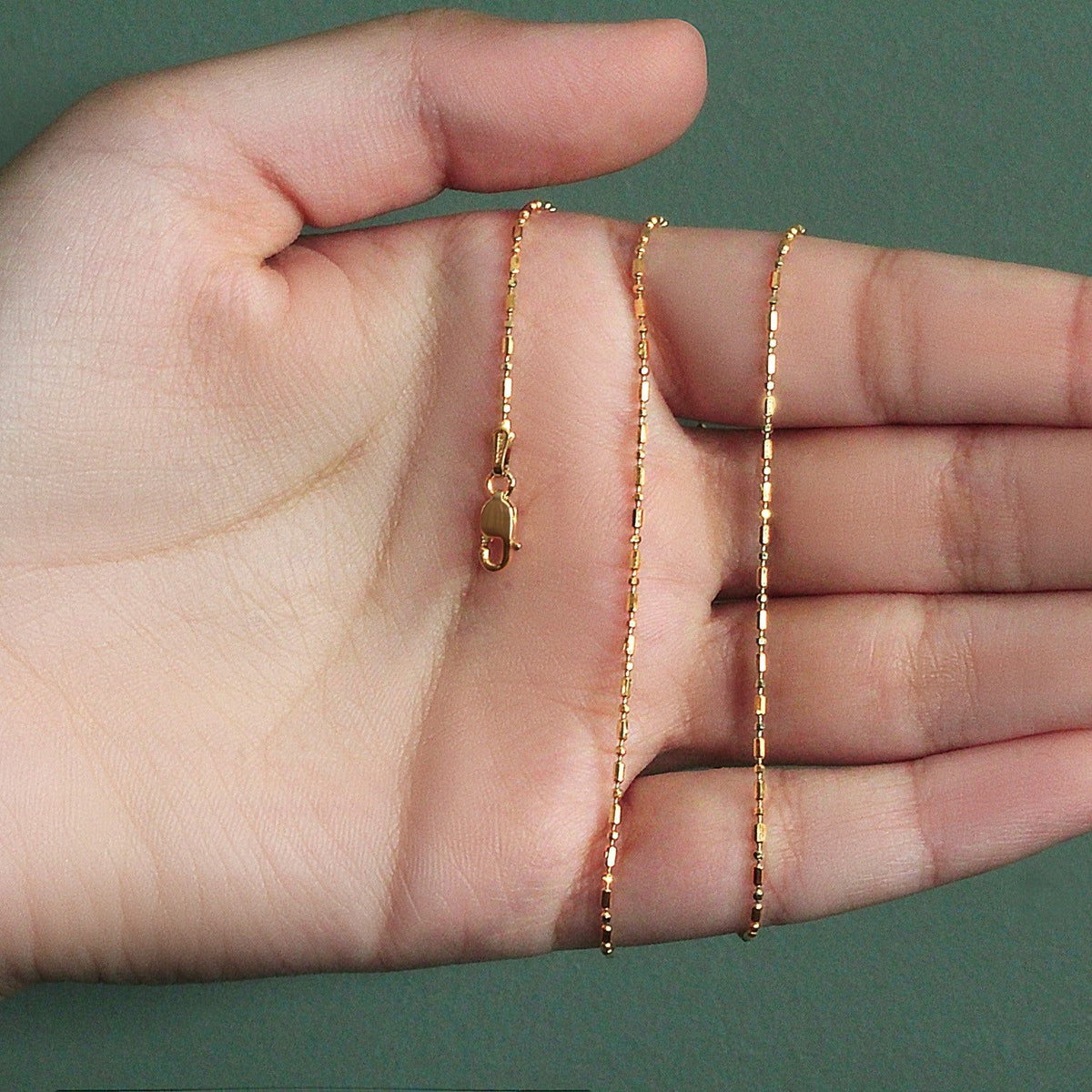 14k Yellow Gold Diamond - Cut Alternating Bead Chain 1.2mm - LinkagejewelrydesignLinkagejewelrydesign