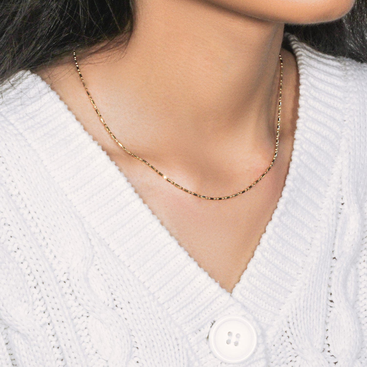 14k Yellow Gold Diamond - Cut Alternating Bead Chain 1.5mm - LinkagejewelrydesignLinkagejewelrydesign