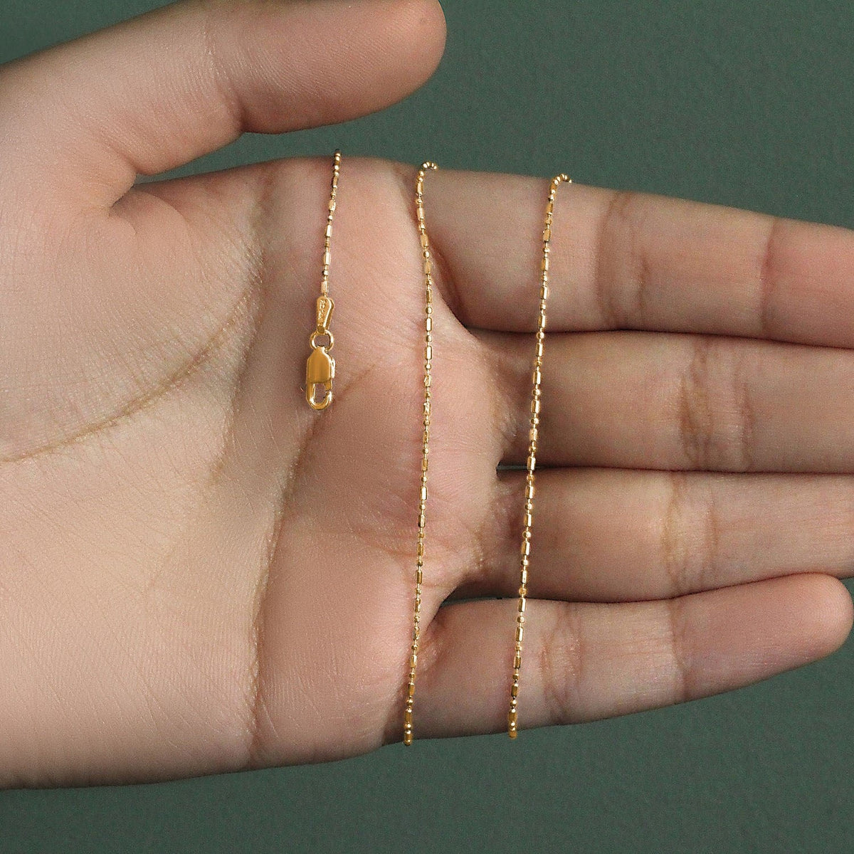 14k Yellow Gold Diamond - Cut Bead Chain (0.90 mm) - LinkagejewelrydesignLinkagejewelrydesign