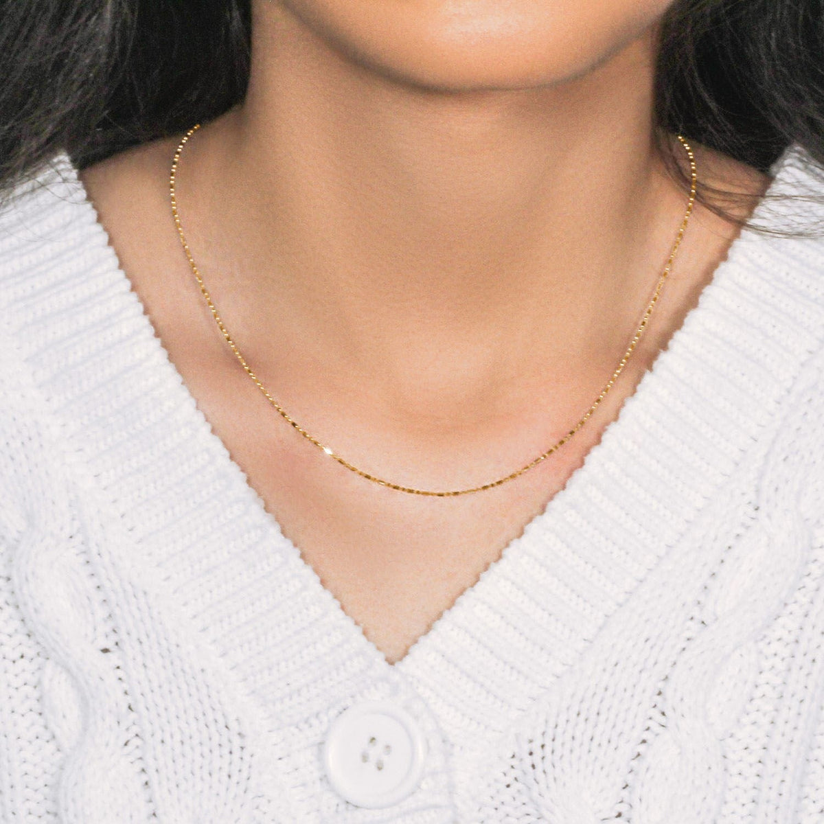 14k Yellow Gold Diamond - Cut Bead Chain (0.90 mm) - LinkagejewelrydesignLinkagejewelrydesign