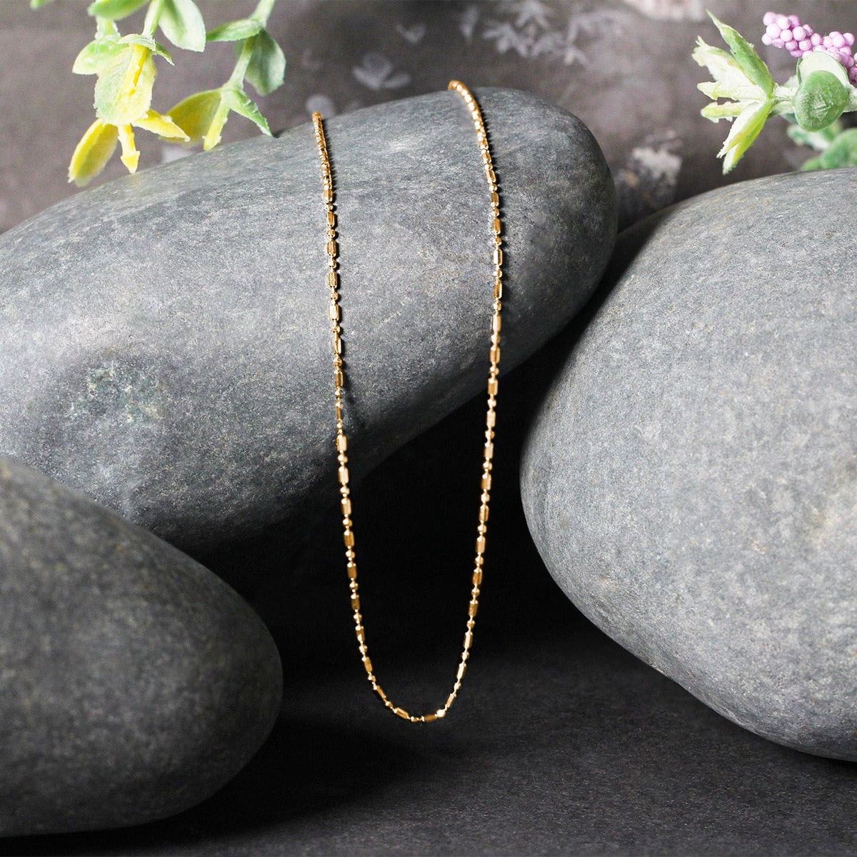14k Yellow Gold Diamond - Cut Bead Chain (0.90 mm) - LinkagejewelrydesignLinkagejewelrydesign