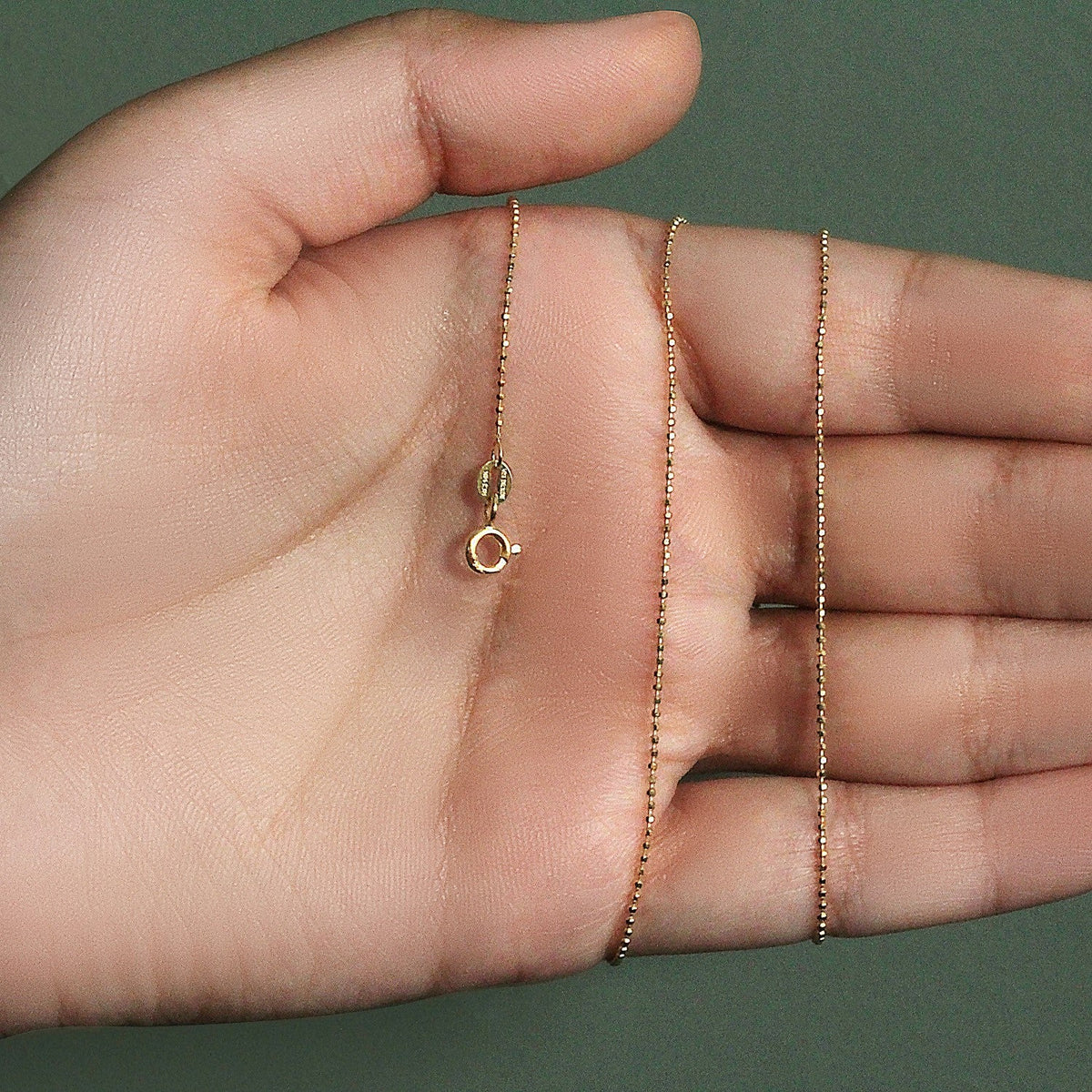 14k Yellow Gold Diamond - Cut Bead Chain 1.0mm - LinkagejewelrydesignLinkagejewelrydesign