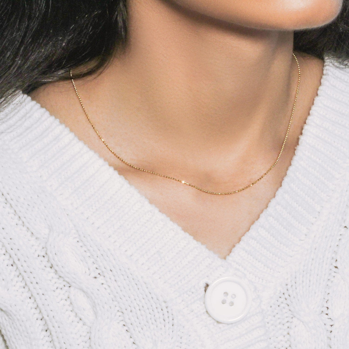 14k Yellow Gold Diamond - Cut Bead Chain 1.0mm - LinkagejewelrydesignLinkagejewelrydesign