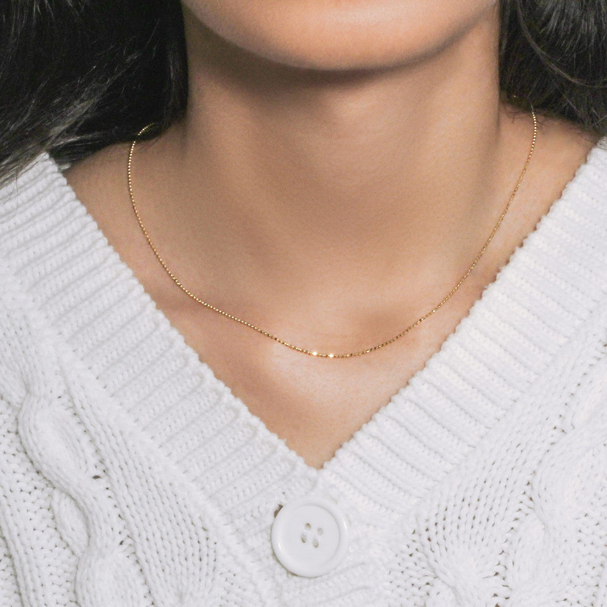 14k Yellow Gold Diamond - Cut Bead Chain 1.0mm - LinkagejewelrydesignLinkagejewelrydesign