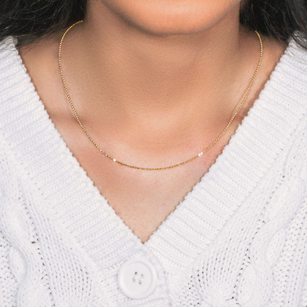 14k Yellow Gold Diamond - Cut Bead Chain 1.2mm - LinkagejewelrydesignLinkagejewelrydesign