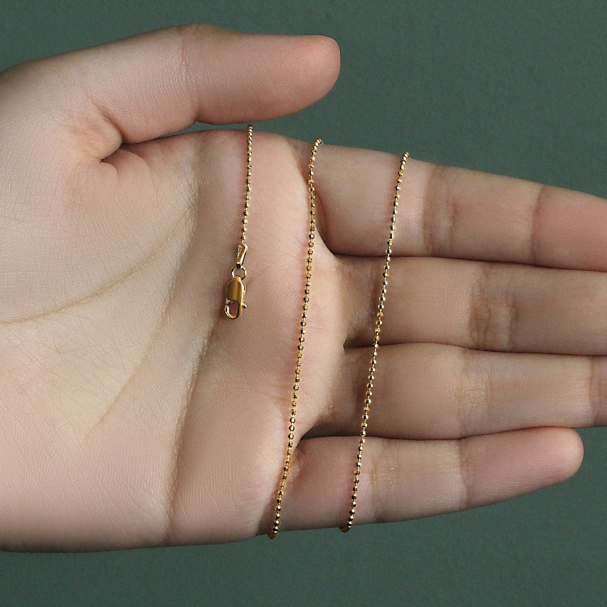 14k Yellow Gold Diamond - Cut Bead Chain 1.2mm - LinkagejewelrydesignLinkagejewelrydesign