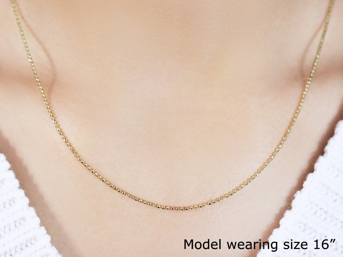 14k Yellow Gold Diamond - Cut Bead Chain 1.2mm - LinkagejewelrydesignLinkagejewelrydesign