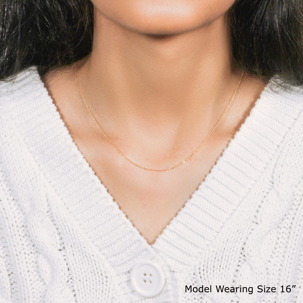 14k Yellow Gold Diamond Cut Cable Link Chain (0.68 mm) - LinkagejewelrydesignLinkagejewelrydesign