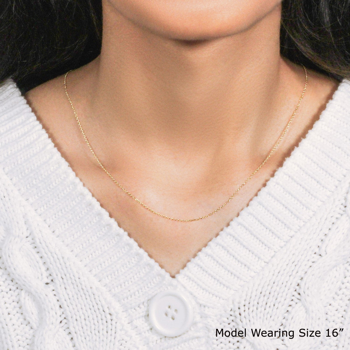 14k Yellow Gold Diamond Cut Cable Link Chain (0.87 mm) - LinkagejewelrydesignLinkagejewelrydesign