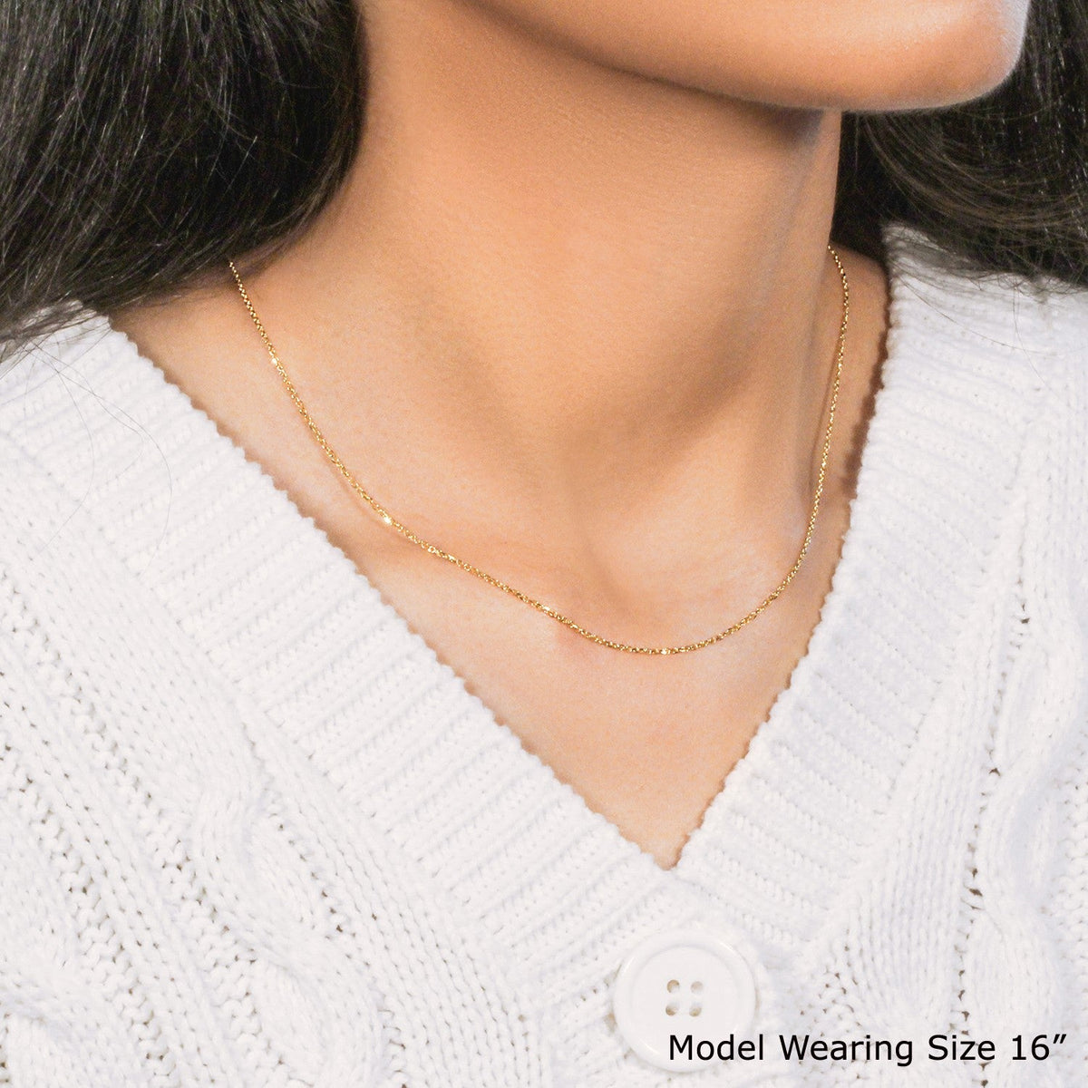 14k Yellow Gold Diamond Cut Cable Link Chain (1.10 mm) - LinkagejewelrydesignLinkagejewelrydesign