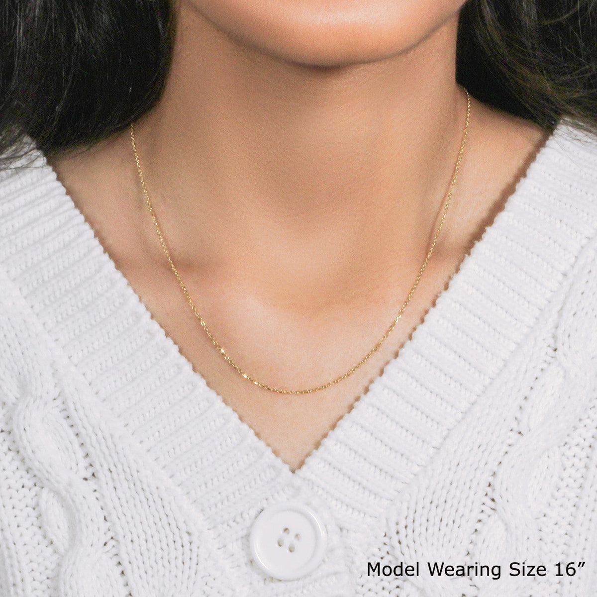 14k Yellow Gold Diamond Cut Cable Link Chain 1.1mm - LinkagejewelrydesignLinkagejewelrydesign