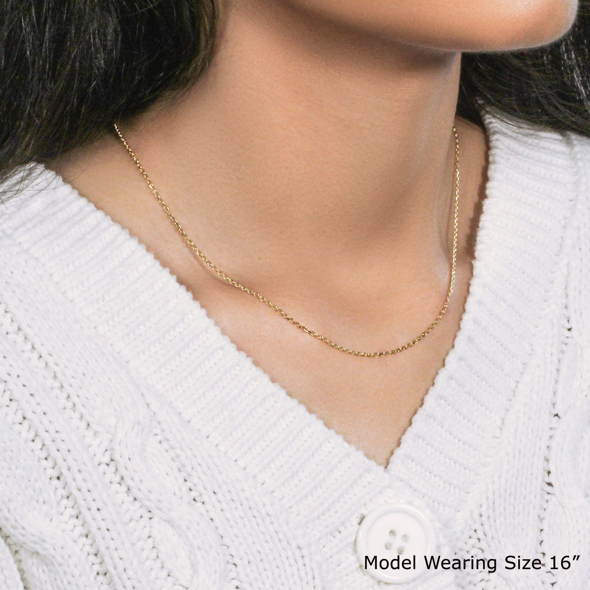 14k Yellow Gold Diamond Cut Cable Link Chain 1.4mm - LinkagejewelrydesignLinkagejewelrydesign