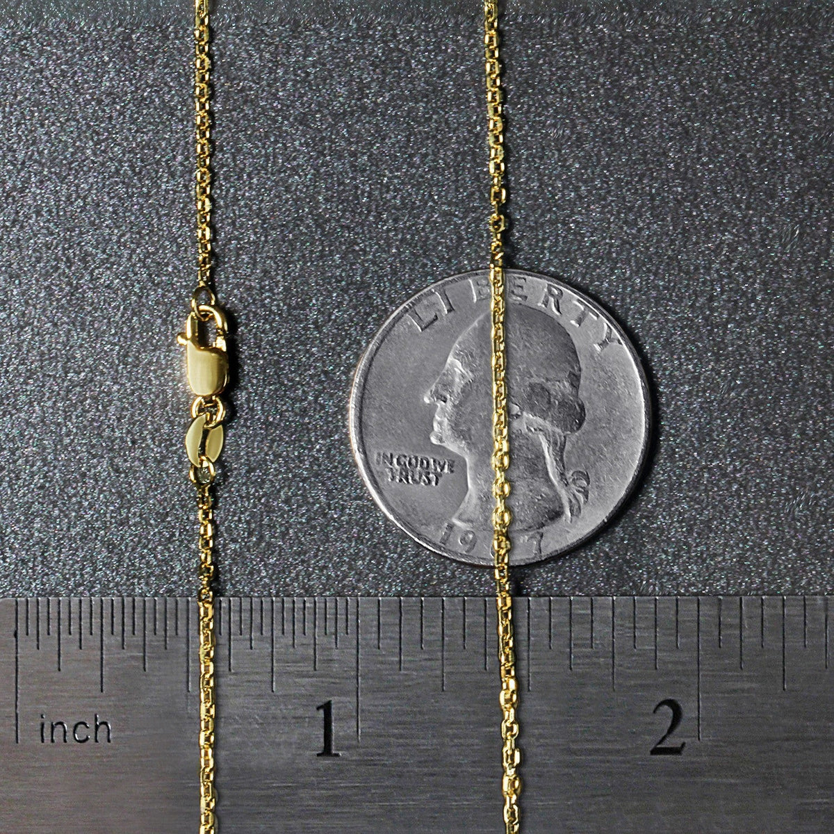 14k Yellow Gold Diamond Cut Cable Link Chain 1.4mm - LinkagejewelrydesignLinkagejewelrydesign