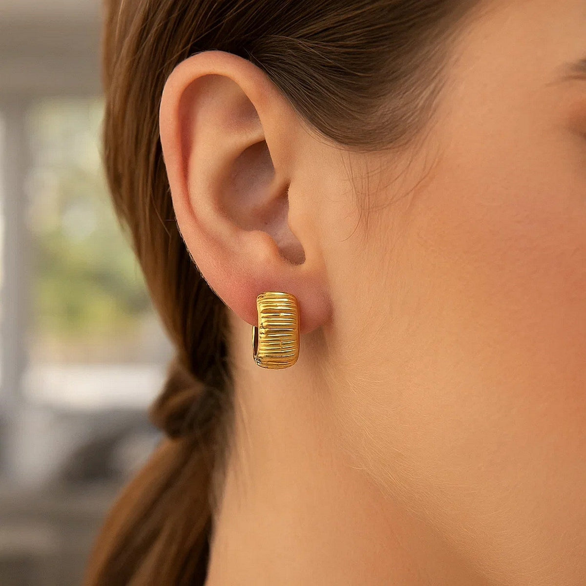 14k Yellow Gold Diamond Cut Hoop Design Earrings - LinkagejewelrydesignLinkagejewelrydesign