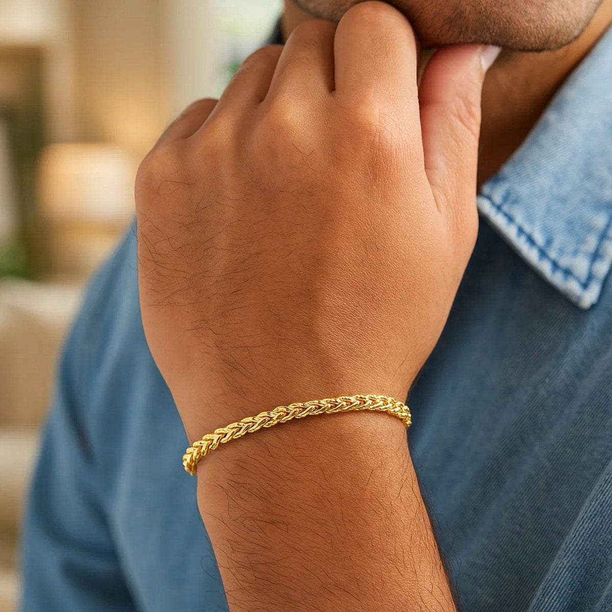 14k Yellow Gold Diamond Cut Round Franco Bracelet (4.10 mm) - LinkagejewelrydesignLinkagejewelrydesign