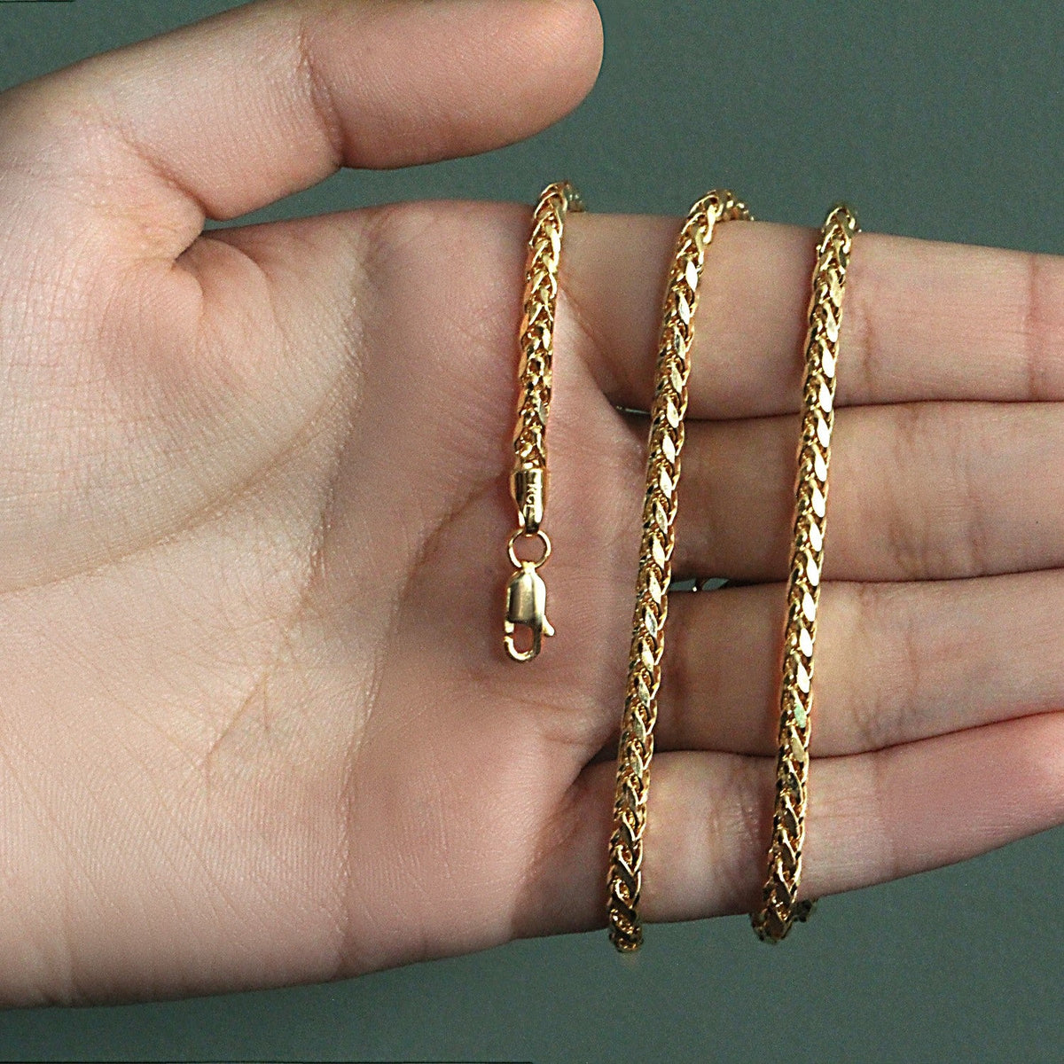 14k Yellow Gold Diamond Cut Round Franco Chain (3.20 mm) - LinkagejewelrydesignLinkagejewelrydesign