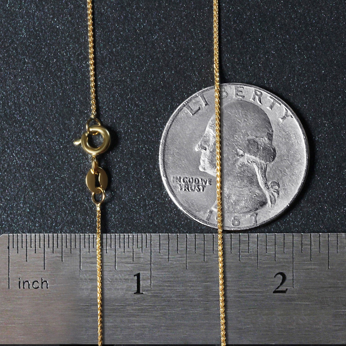 14k Yellow Gold Diamond Cut Round Wheat Chain 0.6mm - LinkagejewelrydesignLinkagejewelrydesign