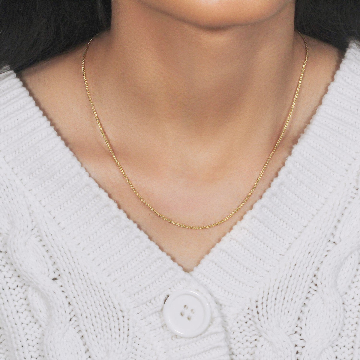 14k Yellow Gold Diamond Cut Round Wheat Chain 1.1mm - LinkagejewelrydesignLinkagejewelrydesign