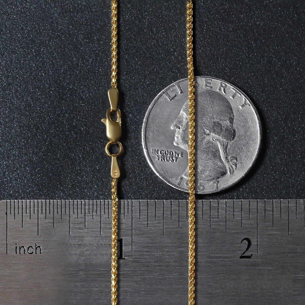 14k Yellow Gold Diamond Cut Round Wheat Chain 1.1mm - LinkagejewelrydesignLinkagejewelrydesign