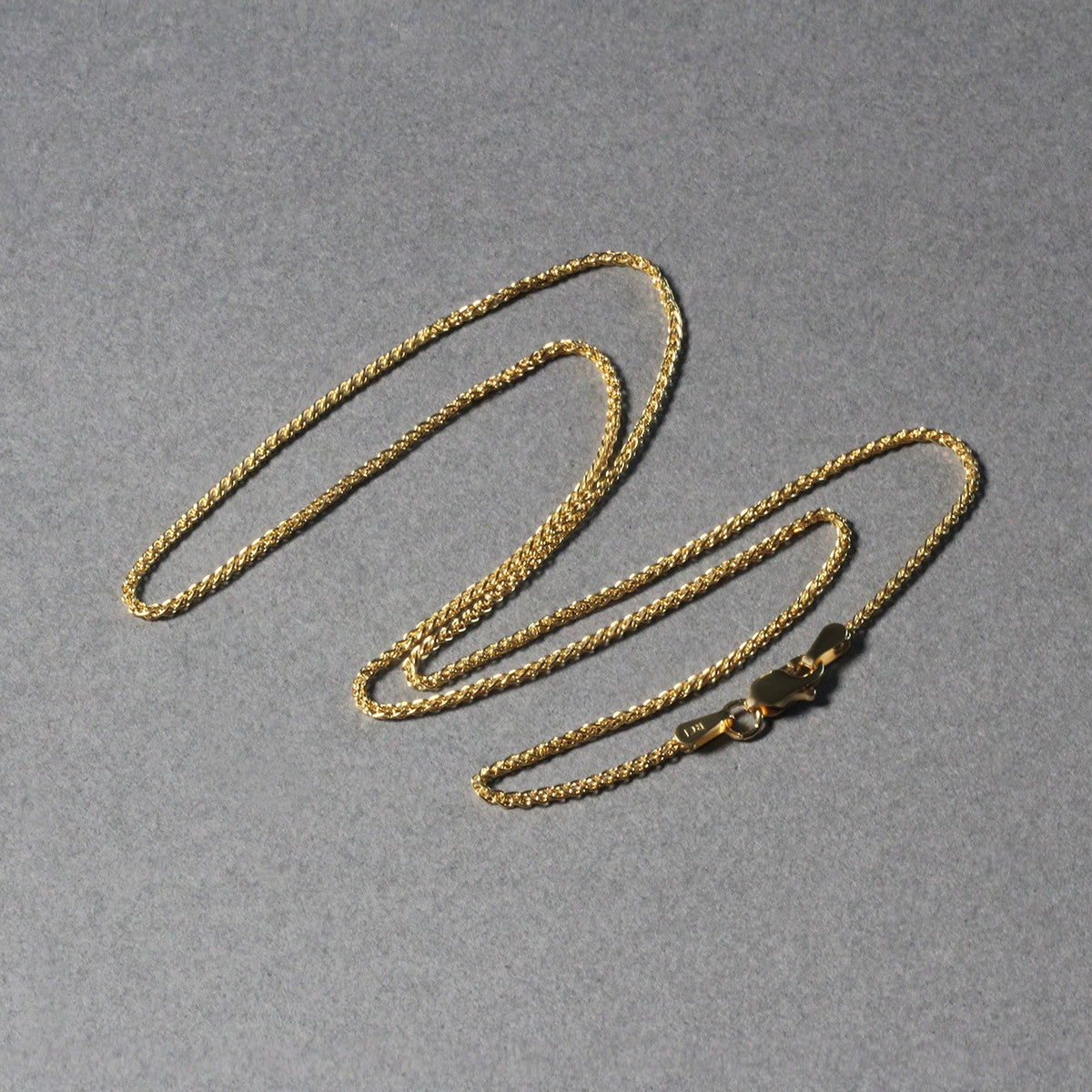14k Yellow Gold Diamond Cut Round Wheat Chain 1.1mm - LinkagejewelrydesignLinkagejewelrydesign