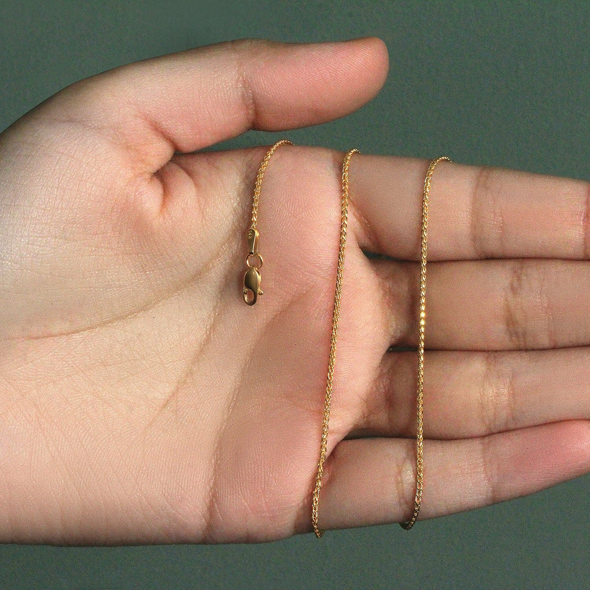 14k Yellow Gold Diamond Cut Round Wheat Chain 1.1mm - LinkagejewelrydesignLinkagejewelrydesign