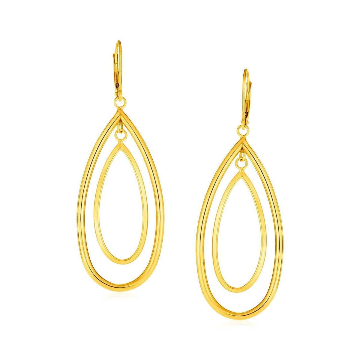 14k Yellow Gold Earrings with Teardrop Dangles - LinkagejewelrydesignLinkagejewelrydesign