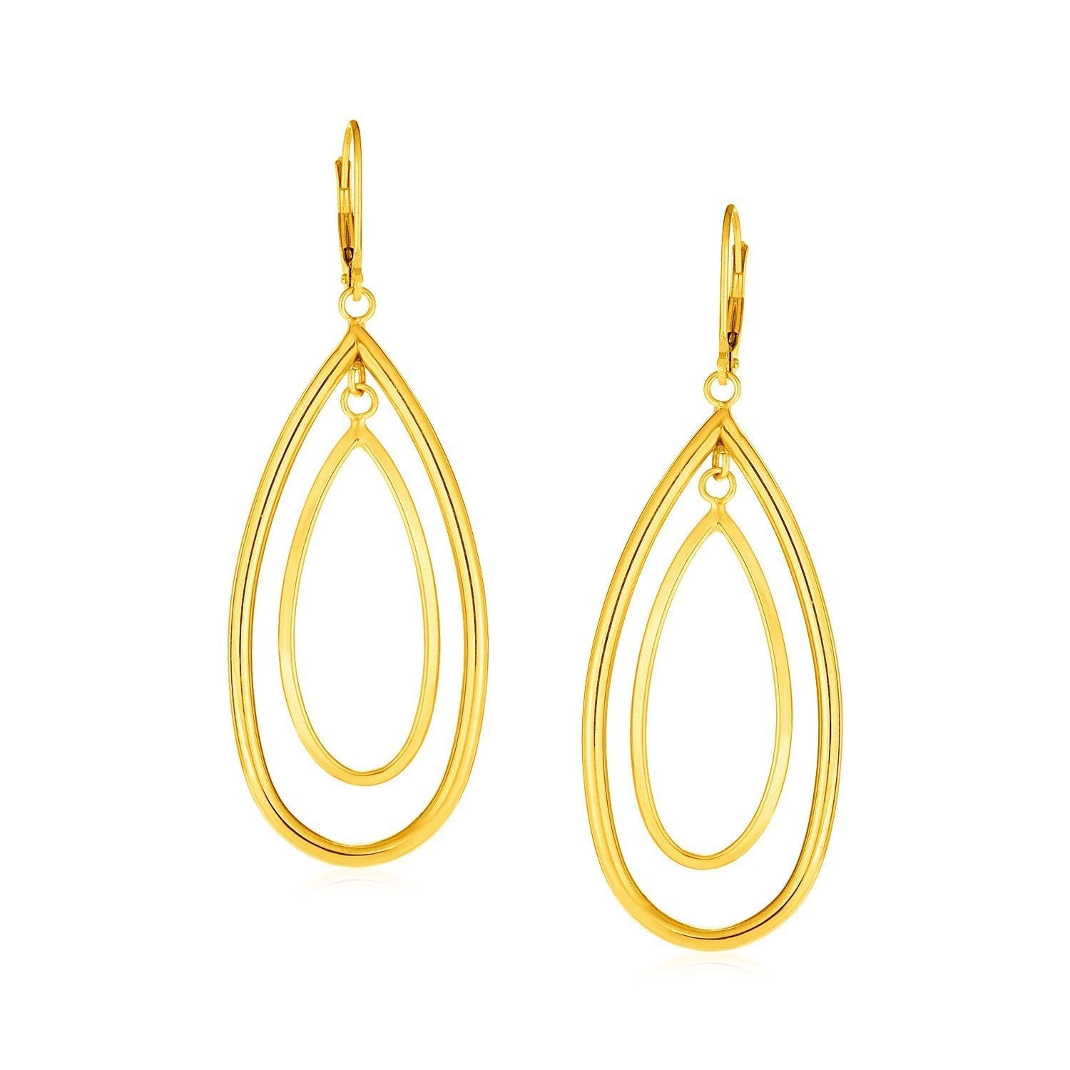 14k Yellow Gold Earrings with Teardrop Dangles - LinkagejewelrydesignLinkagejewelrydesign