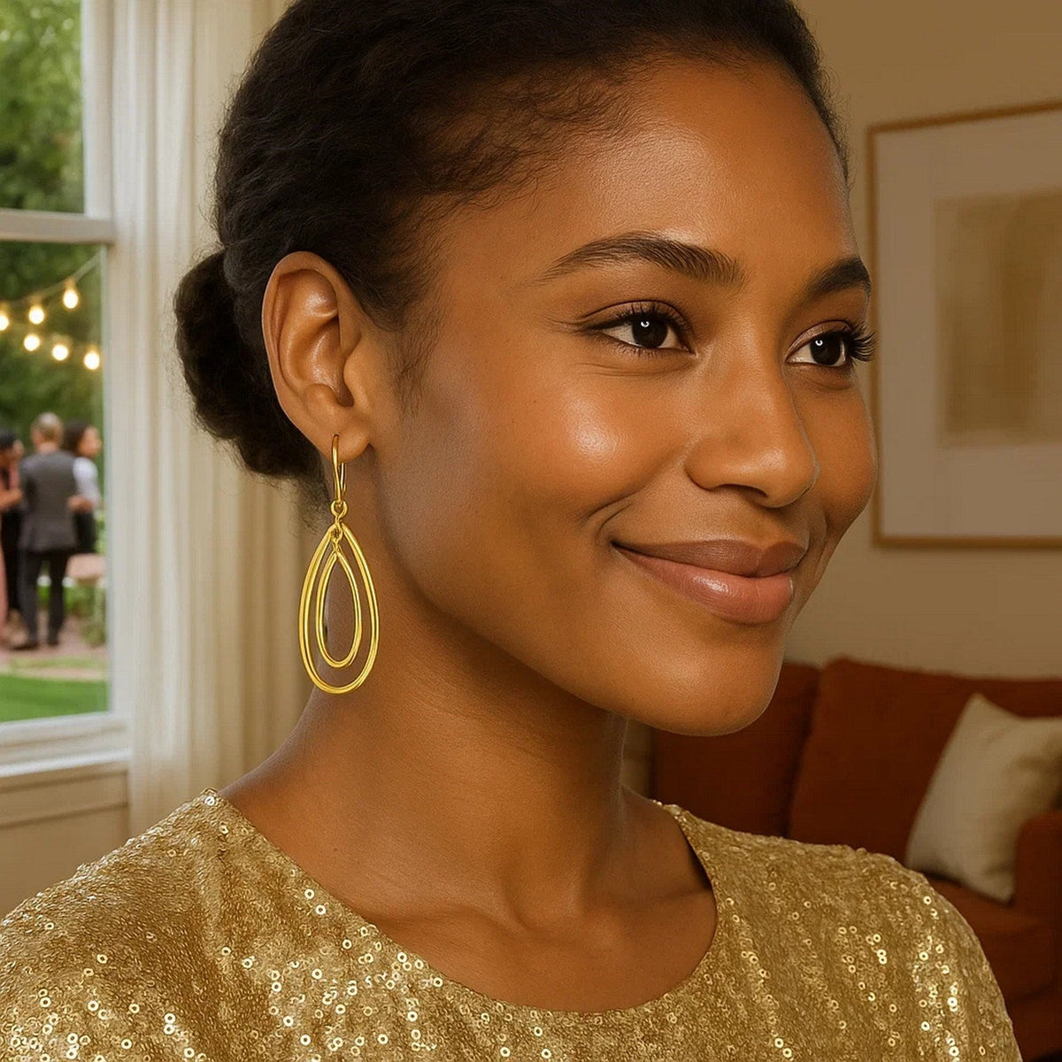 14k Yellow Gold Earrings with Teardrop Dangles - LinkagejewelrydesignLinkagejewelrydesign