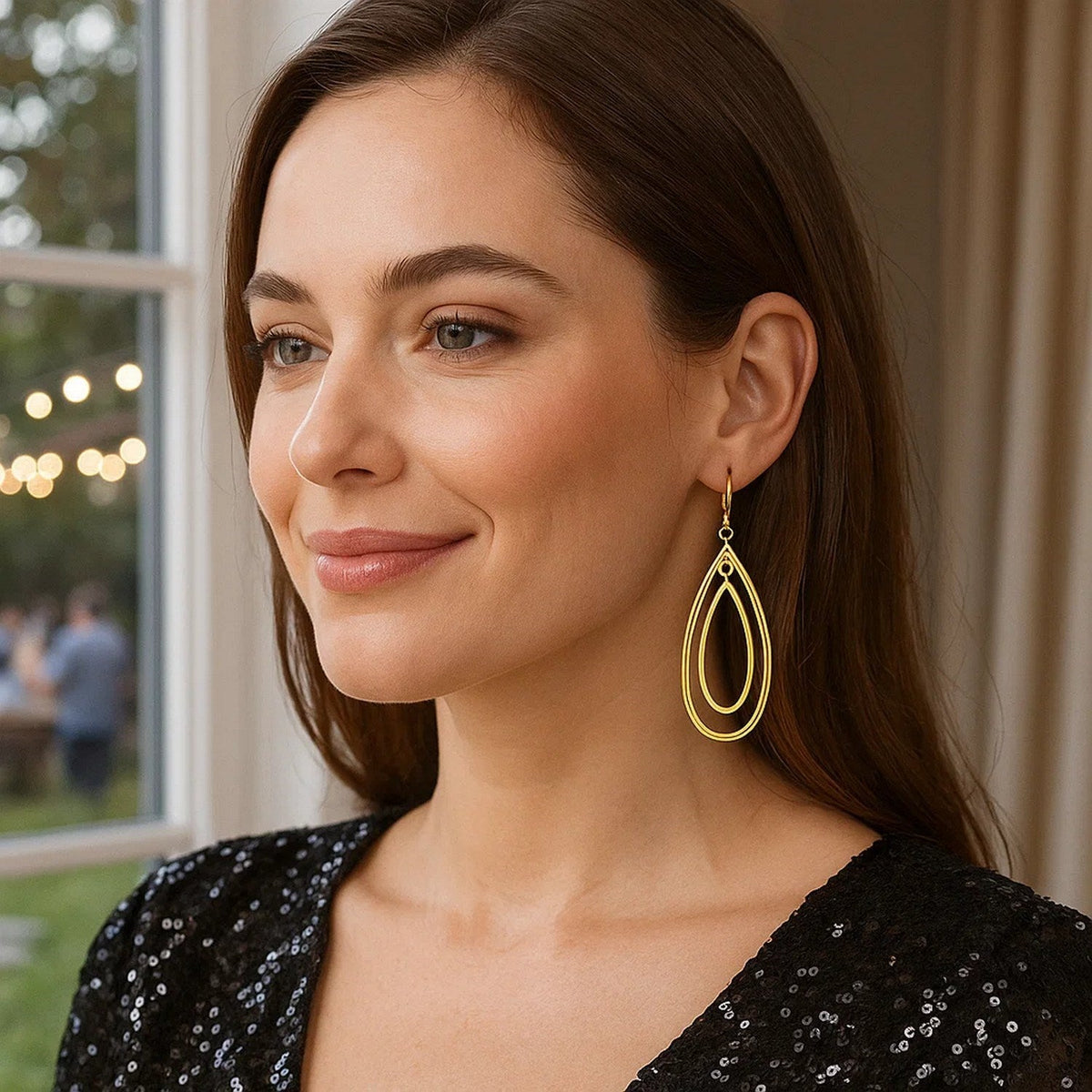 14k Yellow Gold Earrings with Teardrop Dangles - LinkagejewelrydesignLinkagejewelrydesign