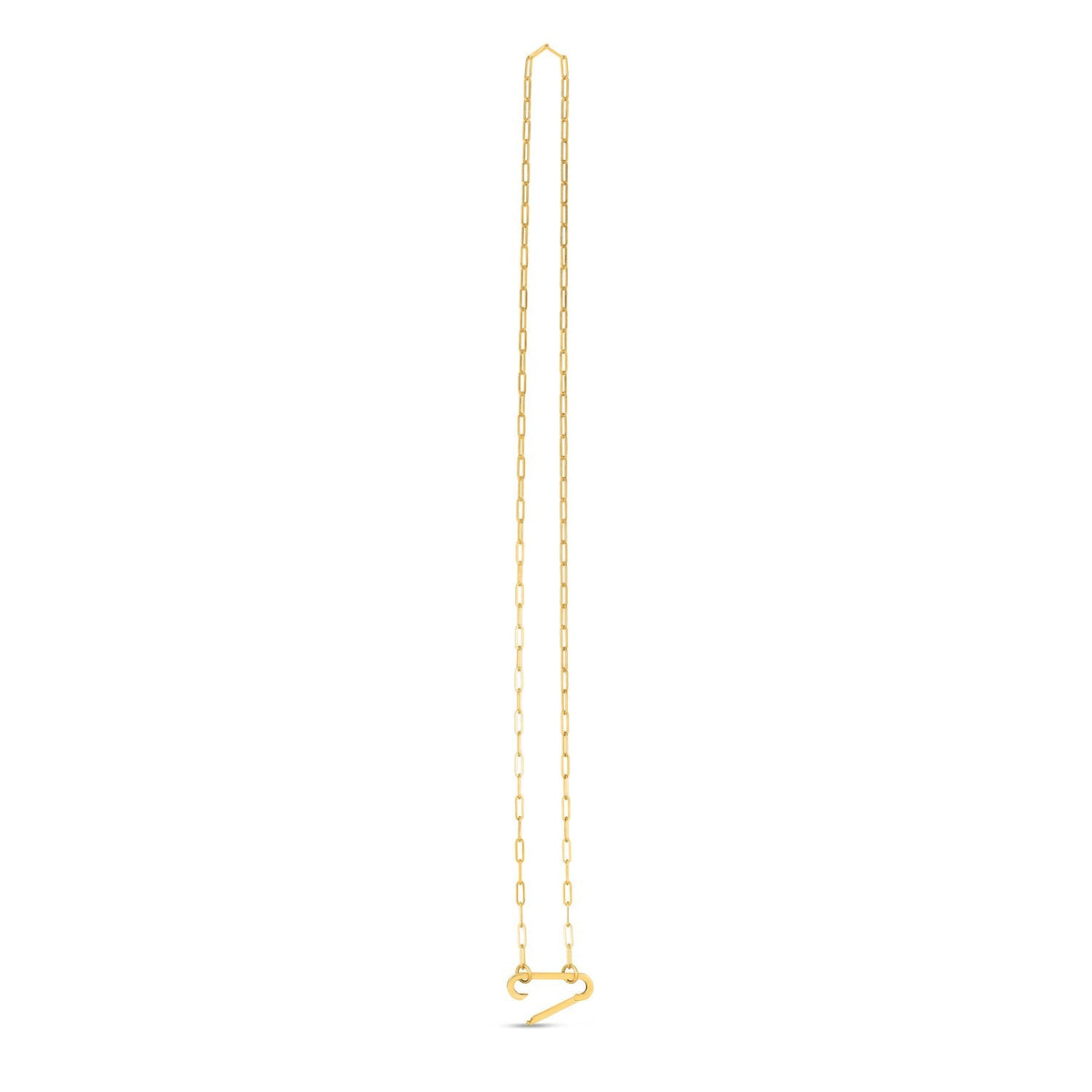 14k Yellow Gold Elongated Link Paperclip Necklace - LinkagejewelrydesignLinkagejewelrydesign