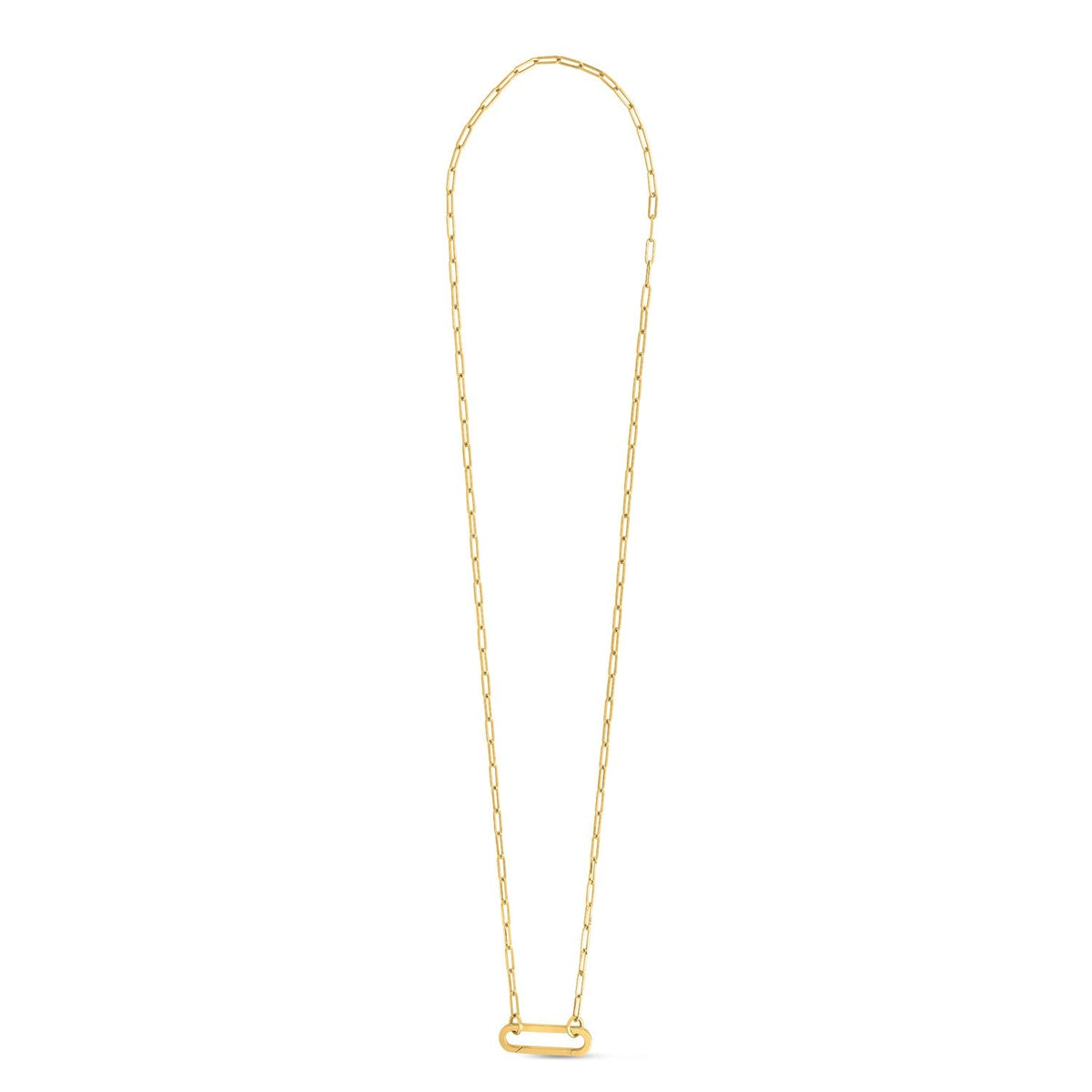 14k Yellow Gold Elongated Link Paperclip Necklace - LinkagejewelrydesignLinkagejewelrydesign