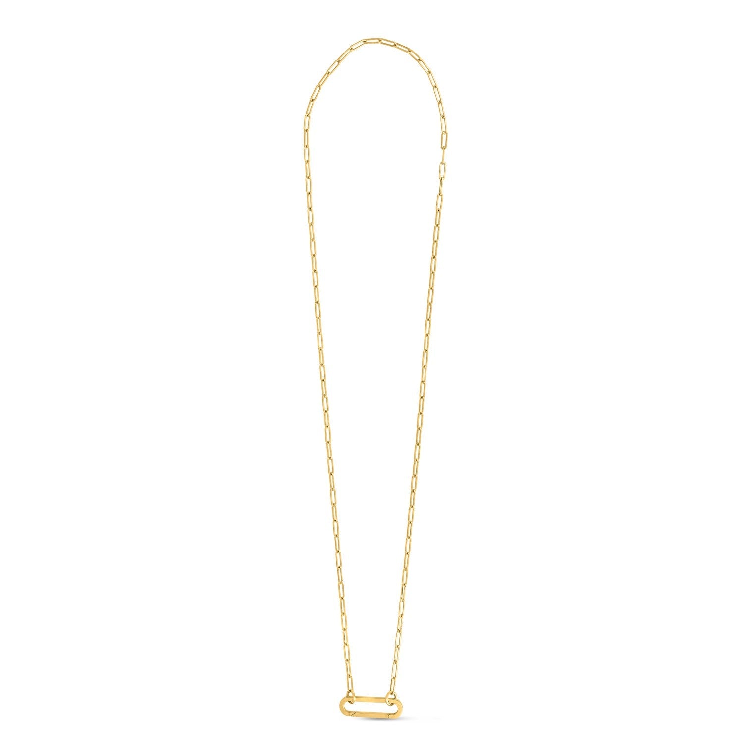 14k Yellow Gold Elongated Link Paperclip Necklace - LinkagejewelrydesignLinkagejewelrydesign