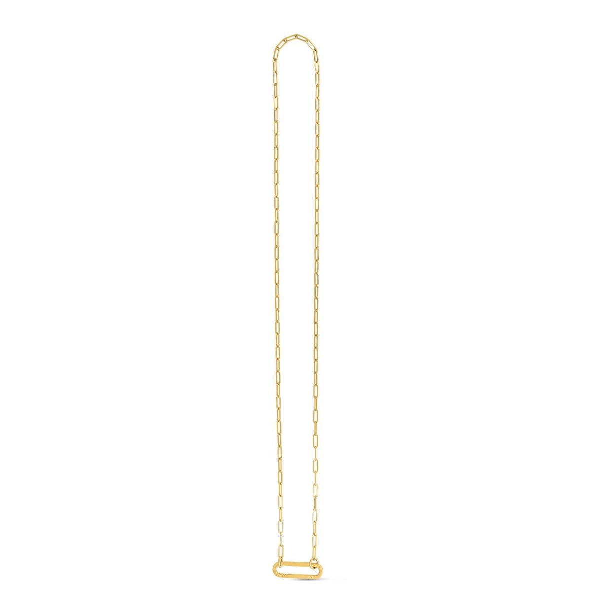 14k Yellow Gold Elongated Link Paperclip Necklace - LinkagejewelrydesignLinkagejewelrydesign
