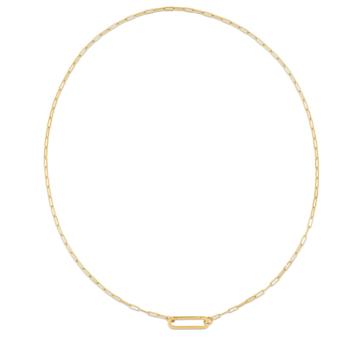 14k Yellow Gold Elongated Link Paperclip Necklace - LinkagejewelrydesignLinkagejewelrydesign