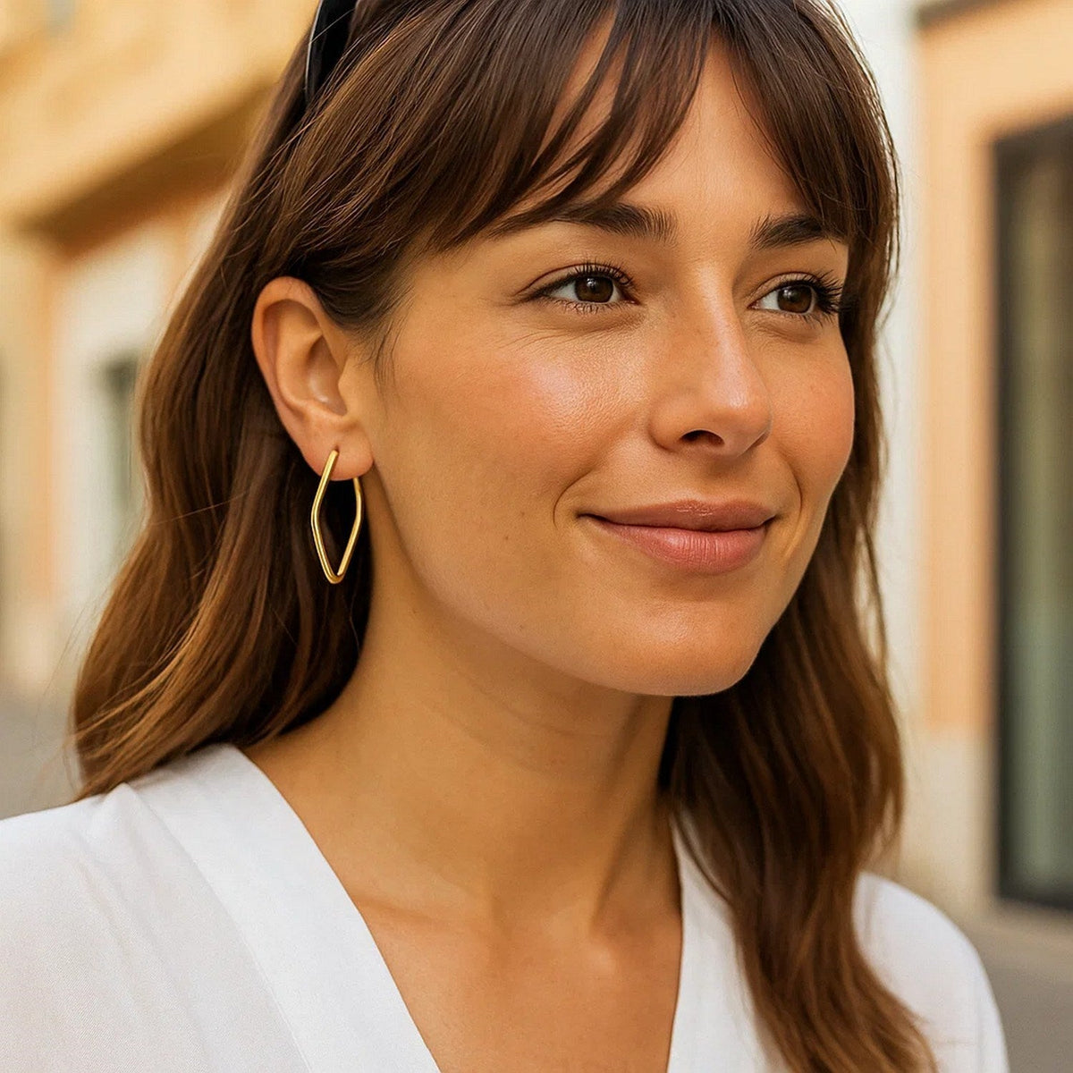 14k Yellow Gold Endless Marquise Hoops - LinkagejewelrydesignLinkagejewelrydesign