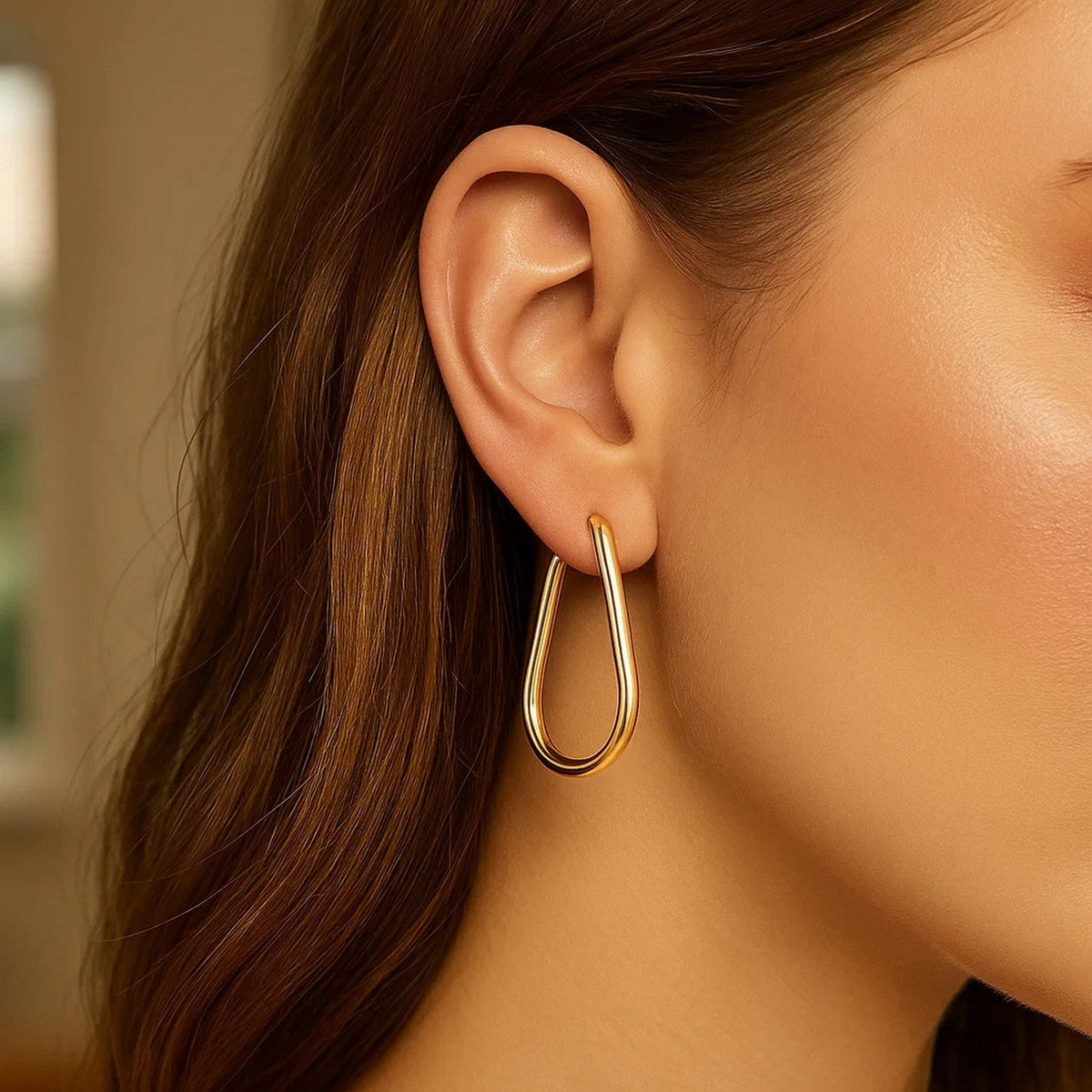 14k Yellow Gold Endless Pear Hoop Earrings - LinkagejewelrydesignLinkagejewelrydesign