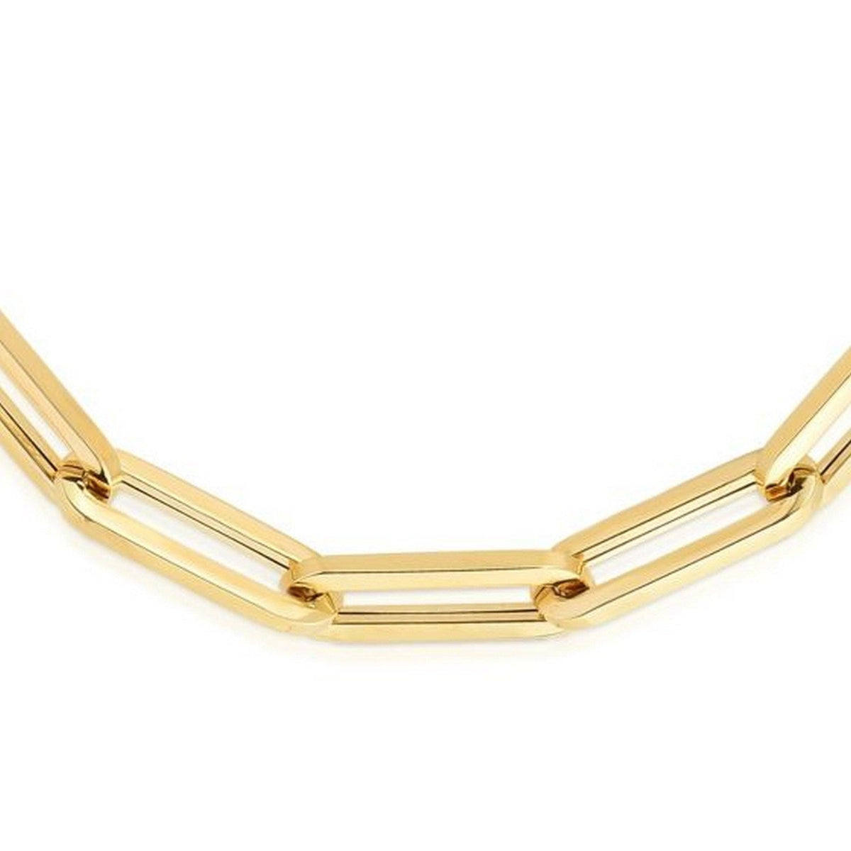 14K Yellow Gold Extra Wide Paperclip Chain Bracelet (6.10 mm) - LinkagejewelrydesignLinkagejewelrydesign