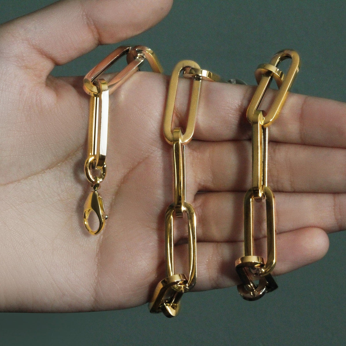 14k Yellow Gold Extra Wide Paperclip Chain Necklace - LinkagejewelrydesignLinkagejewelrydesign