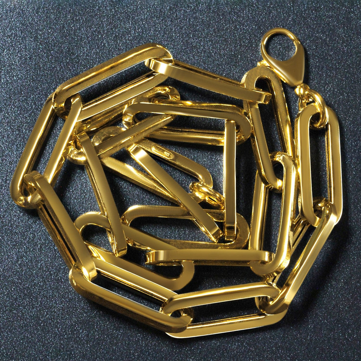 14k Yellow Gold Extra Wide Paperclip Chain Necklace - LinkagejewelrydesignLinkagejewelrydesign