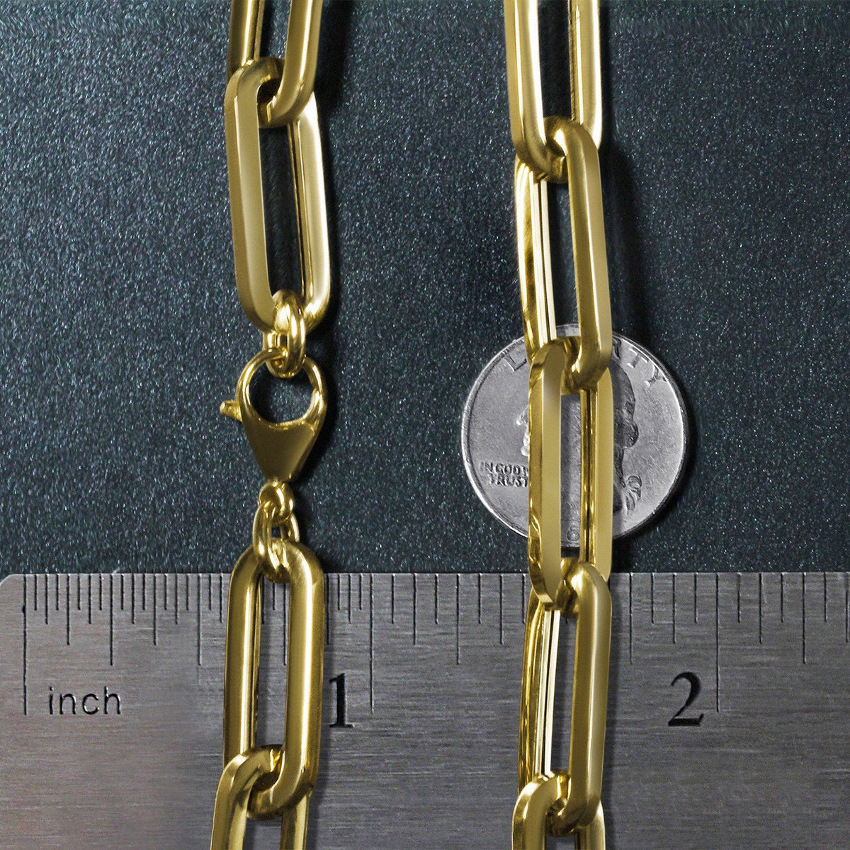 14k Yellow Gold Extra Wide Paperclip Chain Necklace - LinkagejewelrydesignLinkagejewelrydesign