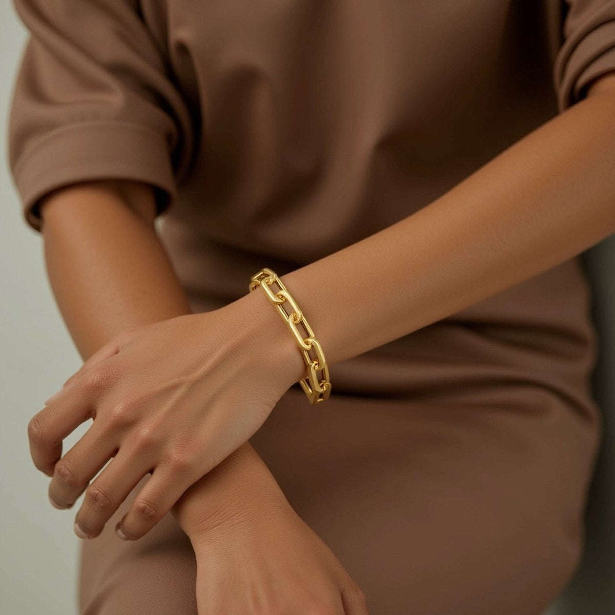 14k Yellow Gold Extra Wide Paperclip Chain Necklace - LinkagejewelrydesignLinkagejewelrydesign