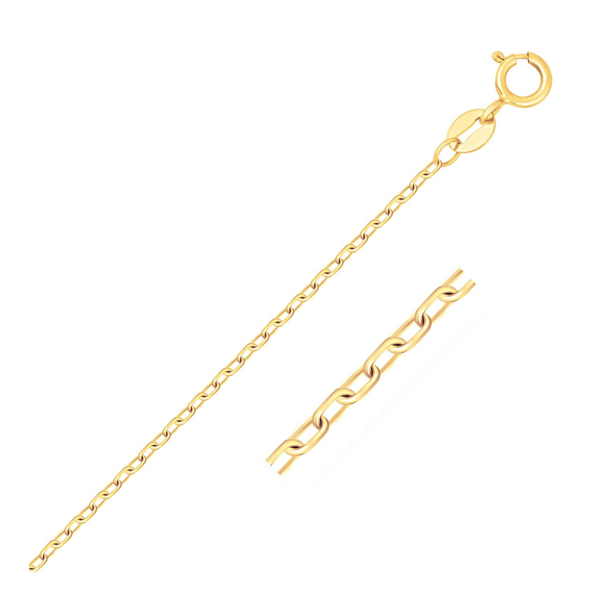14k Yellow Gold Faceted Cable Link Chain (1.2 mm) - LinkagejewelrydesignLinkagejewelrydesign