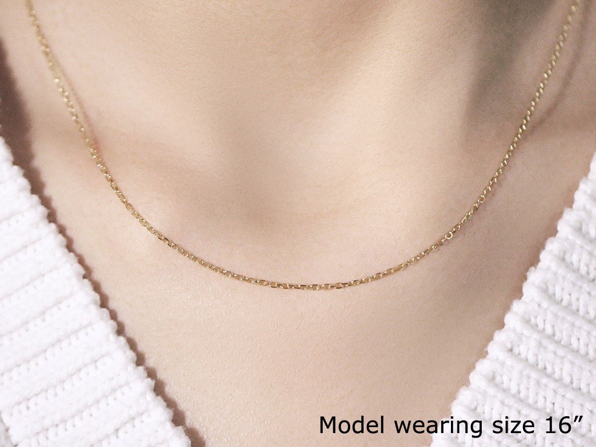 14k Yellow Gold Faceted Cable Link Chain (1.2 mm) - LinkagejewelrydesignLinkagejewelrydesign