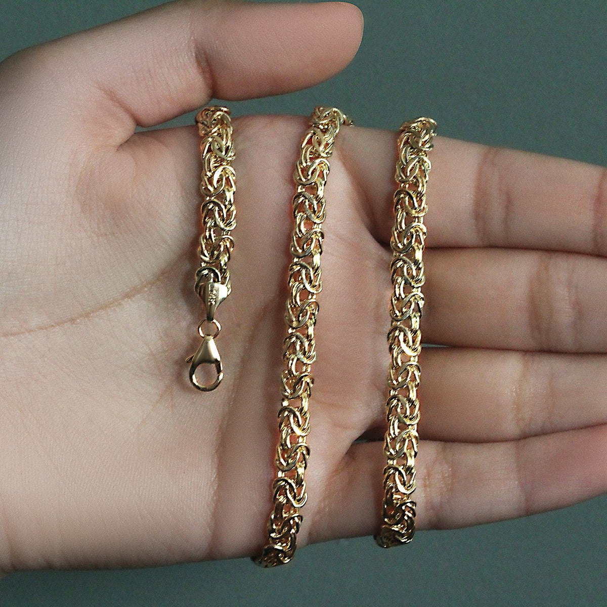 14k Yellow Gold Fancy Byzantine Chain Necklace - LinkagejewelrydesignLinkagejewelrydesign